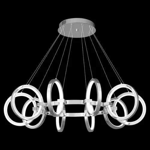 Vista 15 de Moderno candelabro LED regulable redondo, lámparas colgantes de 8 anillos, lámparas colgantes ajustables para cocina, isla, sala de estar, comedor