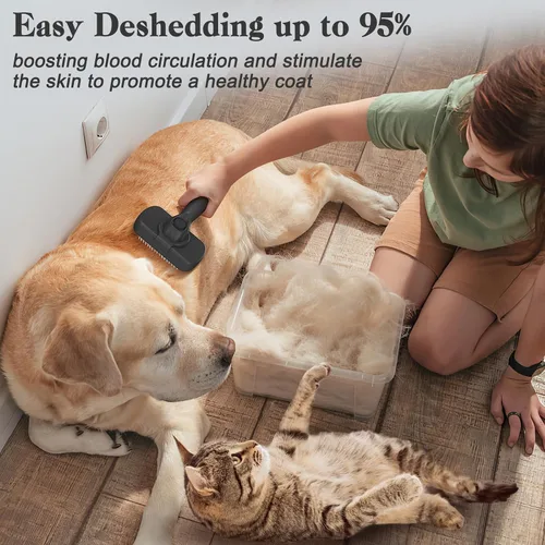 Vista 5 de Swihauk Cepillo Deslizante de Autolimpieza para Perros y Gatos - Cepillo de Desenredado y Aseo Amigable con la Piel para Mascotas con Pelo, Negro