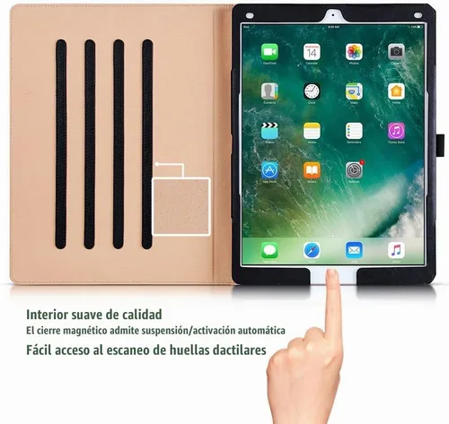 Vista 3 de ProCase Leather Case for iPad Pro 12.9 2017/2015 (1st & 2nd Gen), Black Negro
