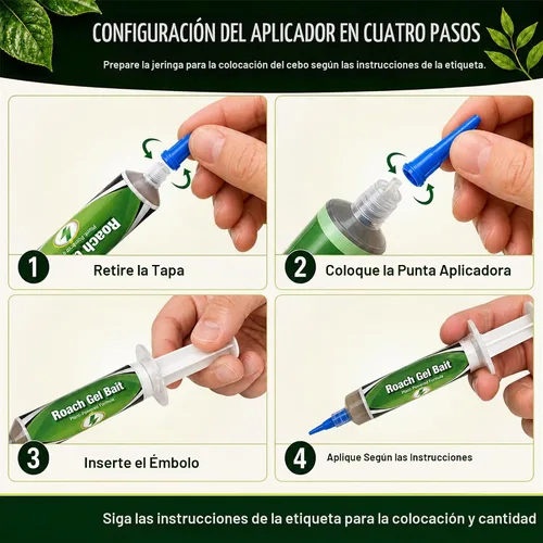 Vista 5 de Cebo de gel de cucaracha con aceites de menta y madera de cedro, 4 jeringas