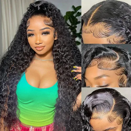 Vista 26 de Pelucas de cabello humano con encaje frontal de 13 x 4 pulgadas con cabello de bebé para mujeres negras, densidad del 220 %, pelucas de encaje 220%
