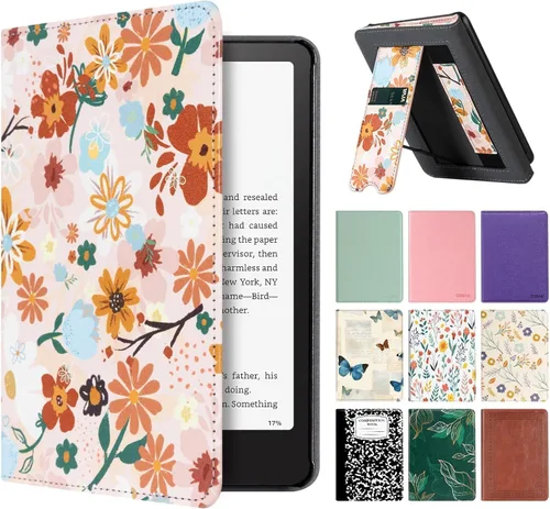 Vista 18 de CoBak Funda con soporte para Kindle Paperwhite - Funda de piel sintética duradera con función de apagado y encendido automático, ranura