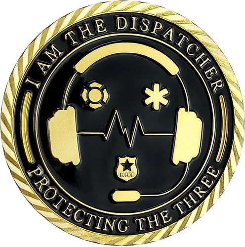 Vista 4 de Thin Gold Line Challenge Coin Despachador de emergencia para regalo de socorristas