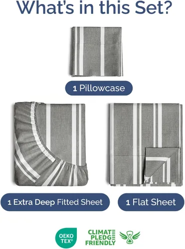 Vista 395 de Extra Deep Twin XL Sheet Set - 3 Piece College Dorm Room - White 01-Blanco
