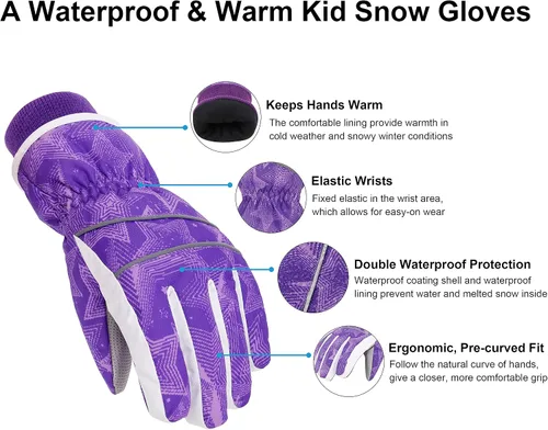 Vista 4 de SimpliKids Guantes de esquí y snowboard impermeables para niña
