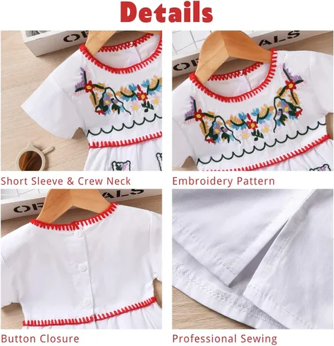 Vista 2 de Aalizzwell Vestido bordado de manga corta para bebé niña pequeña