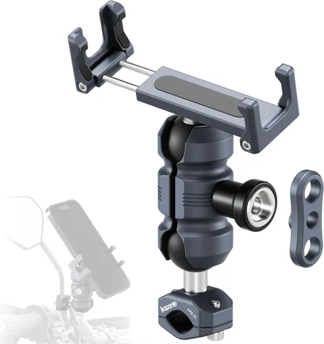 Vista 10 de Soporte de aluminio para teléfono de motocicleta, abrazadera de tornillo para manillar de 0.866-1.260 in, brazo de enchufe ajustable y clip de KPS-02