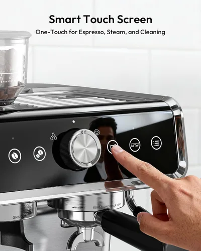 Vista 6 de EUHOMY Máquina de Espresso con Molinillo, Cafetera de 20 Bares con Varilla de Vapor para Espumar Leche, Máquinas de Café Espresso Profesionales