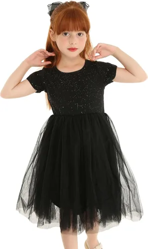 Vista 3 de Mud Kingdom Vestido tutú brillante para niñas, diseño de princesa, liso y lindo