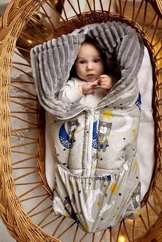 Vista 5 de Personalized Baby Sleep Sack, Cozy Warm Minky Blanket, Newborn Sleeping Bag 4 Season, 3in1 Warm Pram Footmuff, Infant Nursery Swaddle Envelope