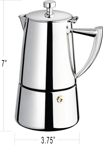 Vista 15 de Cuisinox Roma - Olla de espresso Moka de acero inoxidable para estufa de 4 tazas