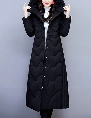 Vista 2 de DBM - Chaqueta de plumón de cuello alto con capucha para mujer
