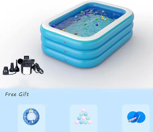 Vista 6 de con bomba inflable gratis, piscinas familiares de tamaño completo, piscina inflable para niños, adultos, niños pequeños a partir de 3 años, al aire