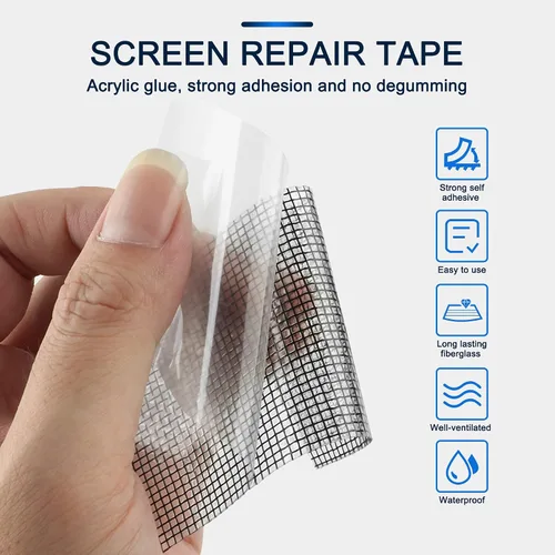 Vista 3 de SANKEMU Kit de reparación de mosquitero para ventana 2 pulgadas X 16.5 pies 3 capas de adhesivo fuerte y cinta impermeable de fibra de vidrio