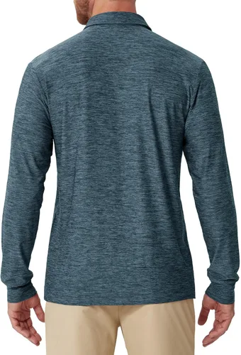 Vista 81 de NAVISKIN Camisas polo de manga larga para hombre, camisas de golf con cuello UPF 50 SPF para hombre, secado rápido, absorbe la humedad