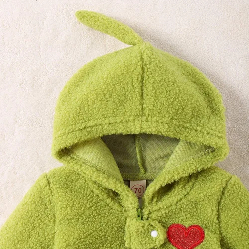 Vista 7 de Mameluco de Navidad verde para bebé, mono de forro polar cálido, traje de mi primera Navidad para niña