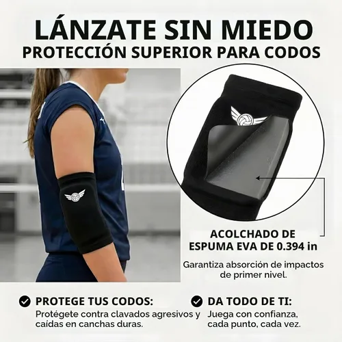 Vista 3 de Coderas de Voleibol - Protección de Alto Rendimiento, Espuma EVA de 10mm de Grosor en Dos Tallas para un Ajuste Seguro y Cómodo