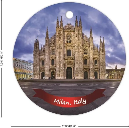 Vista 2 de Recuerdo de Navidad, la famosa catedral de Milán, Italia, paisaje, adornos de Navidad, adornos de cerámica, adornos decorativos colgantes, adorno