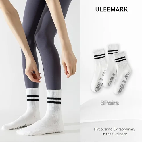 Vista 2 de ULEEMARK Womens Pilates Non slip Yoga Socks Dance Gym Exercise Ankle Socks