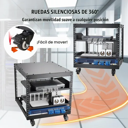 Vista 5 de VEVOR Bastidor de servidor de marco abierto de 9U, profundidad ajustable de 23 a 40 pulgadas, estante de servidor de red de soporte o montaje