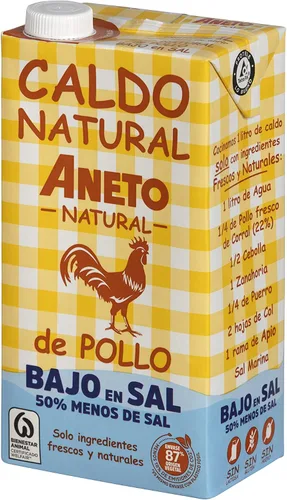 Vista 4 de Aneto Caldo de pollo bajo en sodio 100% natural, 34 onzas líquidas