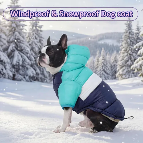 Vista 7 de FUAMEY Chaqueta acolchada para cachorros, chaleco acolchado cálido para la nieve para mascotas, ropa para perros a prueba de viento, impermeable