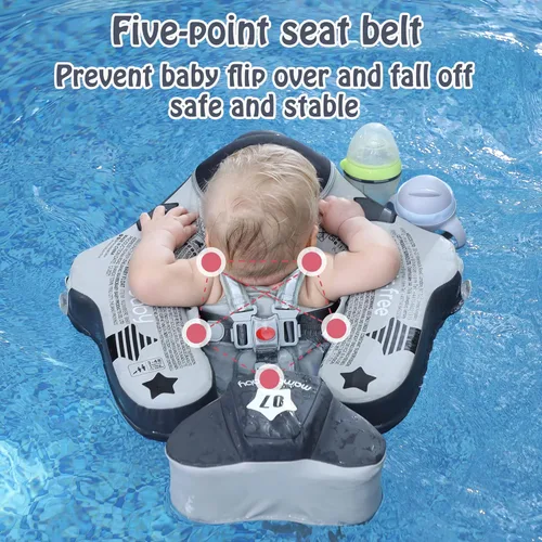 Vista 3 de Mambobaby Flotador con toldo para añadir cola para bebé, avión, no inflable, flotador sólido para piscina para bebé, entrenador de natación