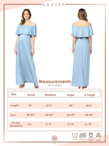 Vista 8 de Vestido de maternidad con hombros descubiertos, vestido largo para mujeres embarazadas, para fiestas de recién nacidos, o sesiones de fotos