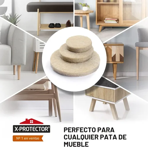 Vista 2 de X-Protector 357 piezas de almohadillas de fieltro para muebles color beige - Gran cantidad de protectores para suelos de madera dura con muchos