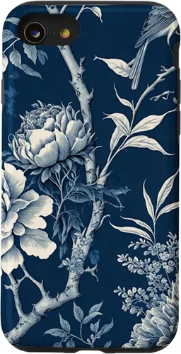 Vista 18 de Chinoiserie Floral Toile Blue and White Funda para iPhone 17