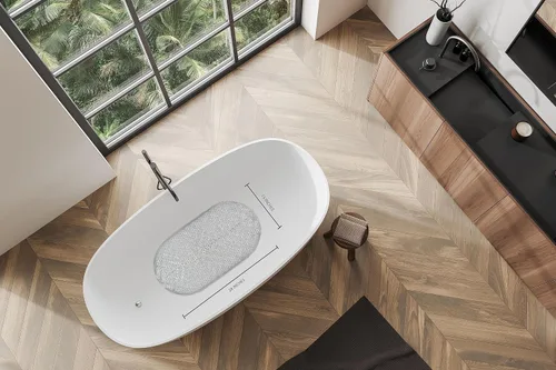 Vista 4 de Splash Home Tapete metálico antideslizante para tina, tapete de ducha con ventosas y agujeros de drenaje, tapete de baño para bañera, 28 pulgadas