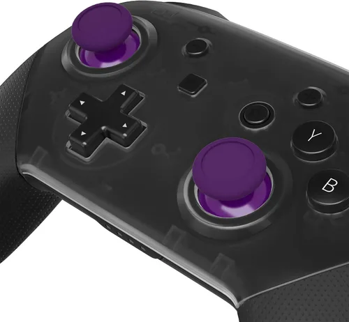 Vista 3 de eXtremeRate Palillos de mando 3D de repuesto color morado palillos de pulgar analógicos con destornillador cruzado para mando Nintendo Switch Pro