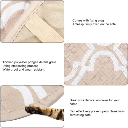 Vista 3 de Pet Sofa Cushion, Ultrasonic Impressing Polyester Pongee with Printed Design, Impermeable and Non Slip Single Sofa Protector 53x183cm, Multiple