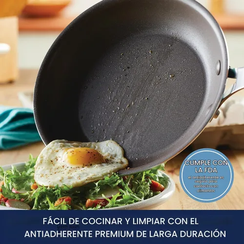 Vista 8 de Rachael Ray Cook + Create - Juego de utensilios de cocina antiadherentes de aluminio, 10 piezas, azul agave