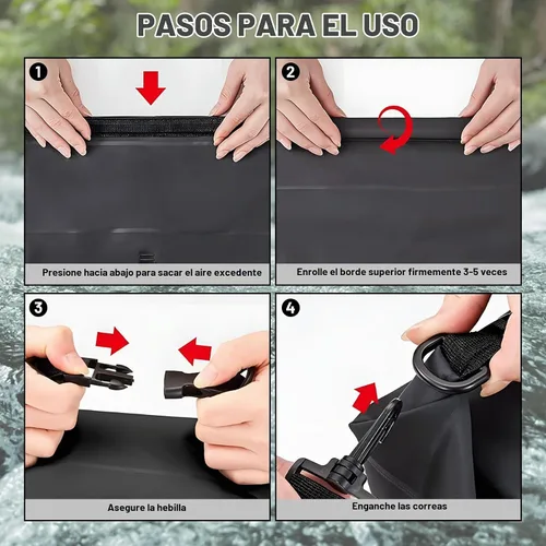 Vista 8 de Bolso impermeable y flotante de Cliduli, mochila impermeable enrollable azul pequeña de 2L/5L/10L/20L/30L/40L, bolsas flotantes ligeras para kayak