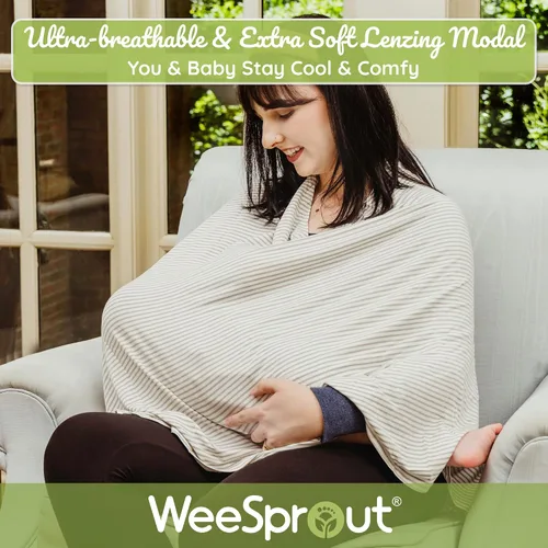 Vista 3 de WeeSprout Manta de Lactancia para Amamantar, Poncho de Lactancia Suave y Transpirable, Inserción para el Cuello para Vista Manos Libres, Manta