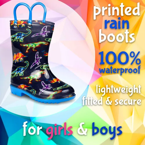 Vista 4 de ZOOGS Printed Kids Toddler Rain Boots for Girls and BoysDinosaur1