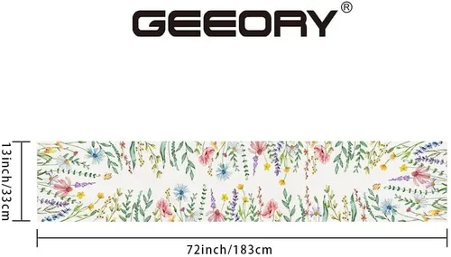 Vista 7 de GEEORY Camino de mesa de primavera de 13 x 72 pulgadas, acuarela floral de flores silvestres con mariposa, decoración de mesa rústica de granja