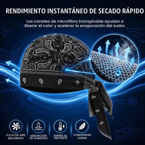 Vista 5 de 5 unidades de sombreros transpirables que absorben el sudor, gorro refrescante S-kull para casco, gorra de ciclismo con estampado de cachemira