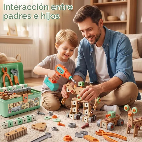 Vista 2 de CUTE STONE Juego de herramientas para niños 158PCS con taladro de juguete