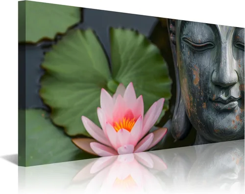 Vista 19 de NAN Wind 5 piezas de lienzo de flor de loto zen de Buda Zen, decoración espiritual para meditación, decoración pacífica del hogar, simbolismo