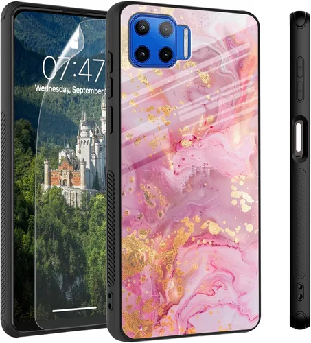 Vista 64 de Funda para Motorola Moto Edge 2022, cubierta trasera de vidrio templado con protector de pantalla, protección a prueba de golpes para Motorola Moto