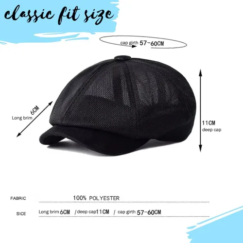 Vista 3 de Newsboy - Gorros de malla Gatsby para hombre, gorro de verano transpirable ajustable
