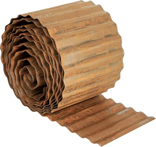 Vista 15 de Worth Bordes de jardín estrechos corrugados, 6" x 20 pies, bordes de paisajismo de acero galvanizado resistente, metal flexible para césped, tiras