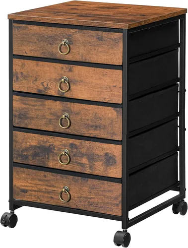 Vista 10 de HOOBRO Baúl de 5 cajones, archivador de oficina con cajones, soporte de impresora rodante, archivador para sala de estar, oficina en casa, cajón