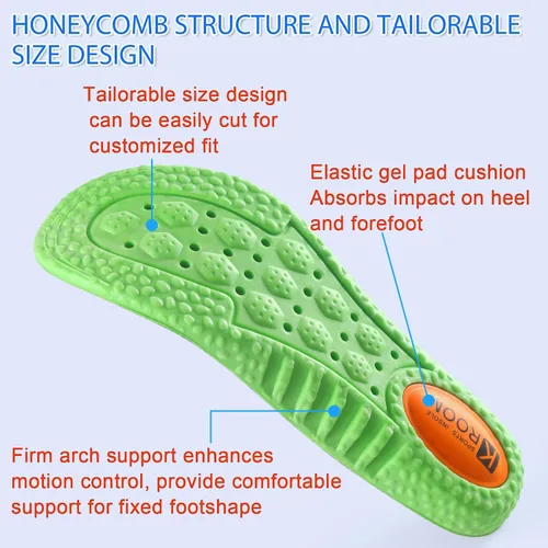 Vista 3 de Plantillas de zapatos para hombres y mujeres, plantillas de espuma viscoelástica, cómodas plantillas de zapatos deportivos para absorción de golpes