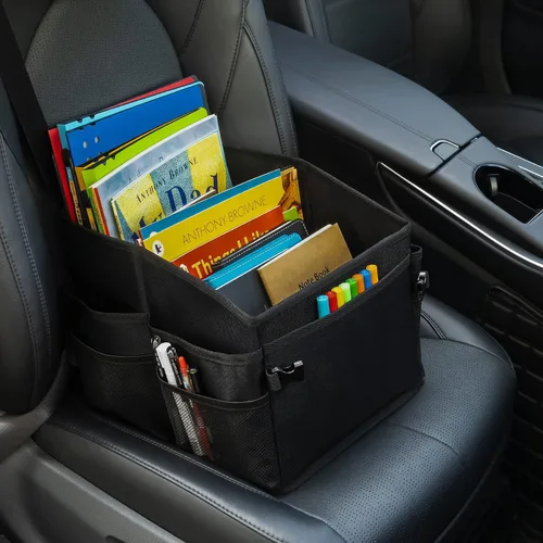 Vista 2 de CASHINE Organizador plegable para asiento de automóvil, caja de almacenamiento de tela Oxford para asiento trasero, organizador de asiento delantero