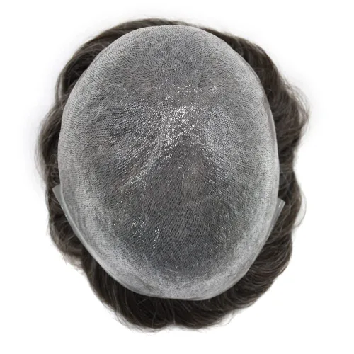 Vista 4 de Hairpiece para hombres Toupee Unidades de cabello humano para hombres Pieza de pelo de piel fina Toupee Hombres Reemplazo de pelo V-Loop Línea