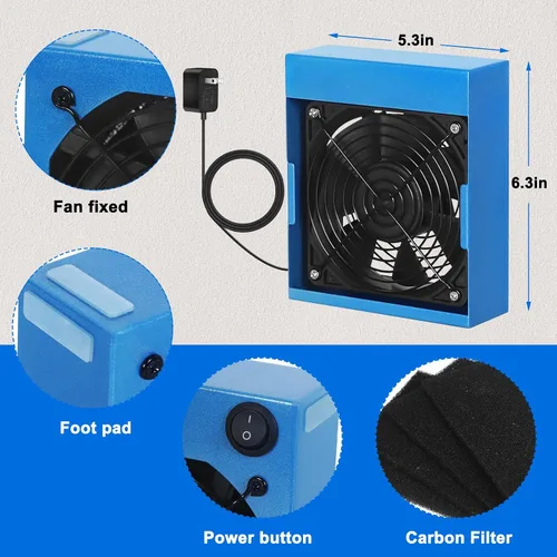 Vista 4 de Toolour Extractor de humos de soldadura, removedor de humos, potente ventilador de soldadura de 12 V con 5 filtros de carbono para estación