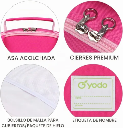 Vista 5 de yodo Bolsa de almuerzo aislada para niños con etiqueta de nombre, búho